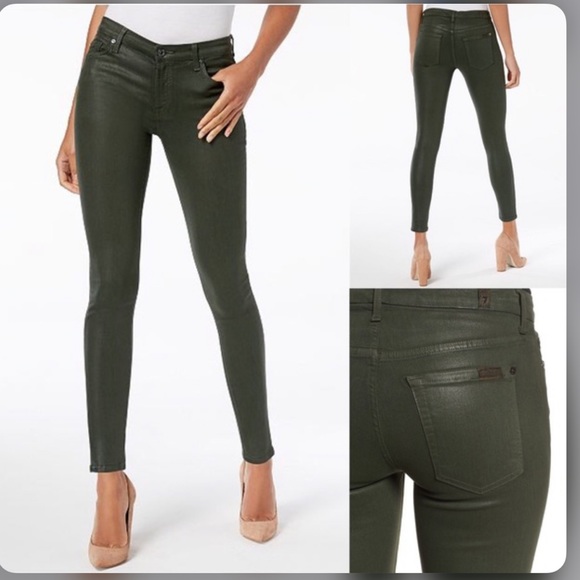 7 for all mankind coated ankle skinny jeans